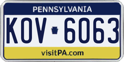 PA license plate KOV6063