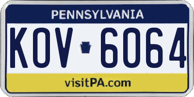 PA license plate KOV6064