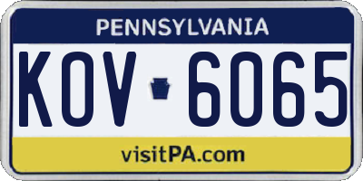 PA license plate KOV6065
