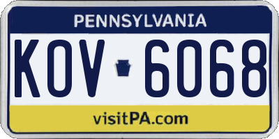 PA license plate KOV6068