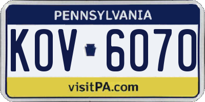 PA license plate KOV6070