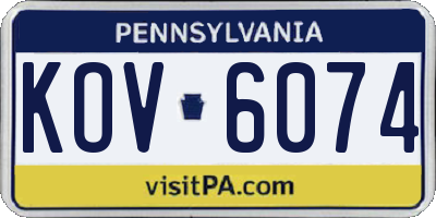 PA license plate KOV6074