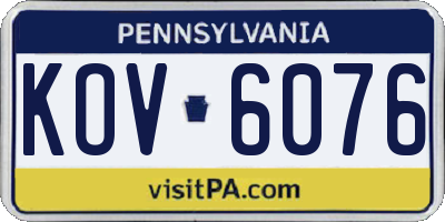 PA license plate KOV6076