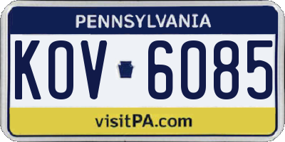 PA license plate KOV6085