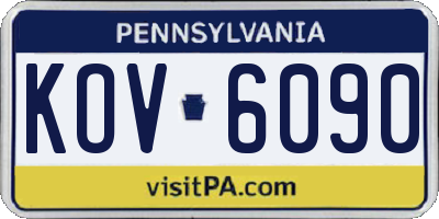 PA license plate KOV6090