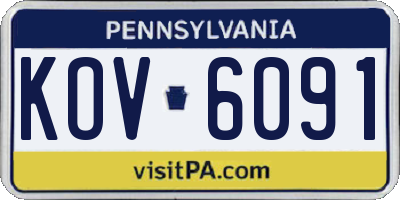 PA license plate KOV6091