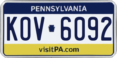 PA license plate KOV6092