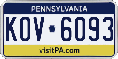 PA license plate KOV6093
