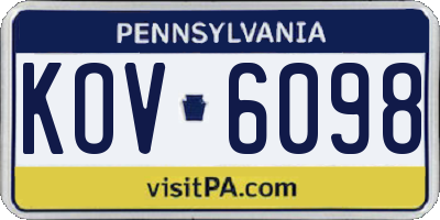 PA license plate KOV6098