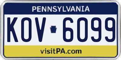 PA license plate KOV6099