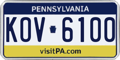 PA license plate KOV6100