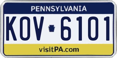PA license plate KOV6101