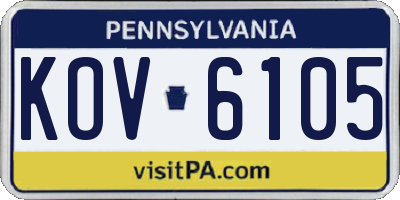 PA license plate KOV6105
