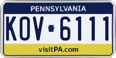 PA license plate KOV6111
