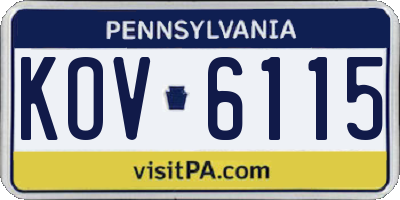 PA license plate KOV6115