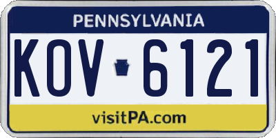PA license plate KOV6121