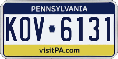PA license plate KOV6131