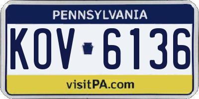 PA license plate KOV6136