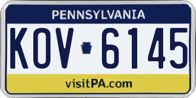 PA license plate KOV6145