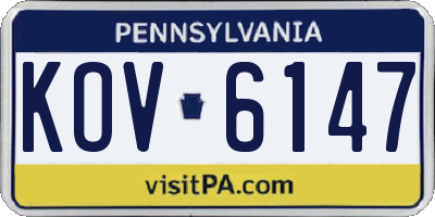 PA license plate KOV6147