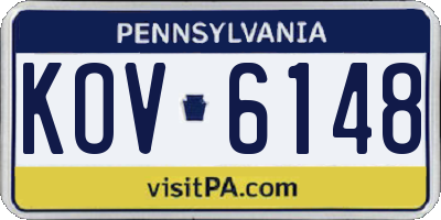 PA license plate KOV6148