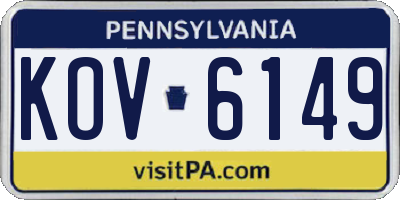 PA license plate KOV6149