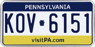 PA license plate KOV6151