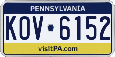 PA license plate KOV6152