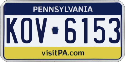 PA license plate KOV6153