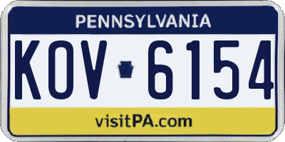 PA license plate KOV6154