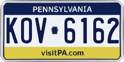 PA license plate KOV6162