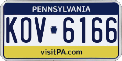 PA license plate KOV6166