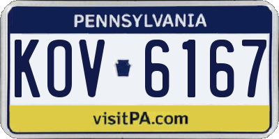 PA license plate KOV6167