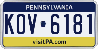 PA license plate KOV6181