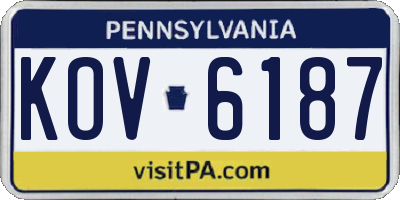 PA license plate KOV6187