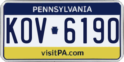 PA license plate KOV6190