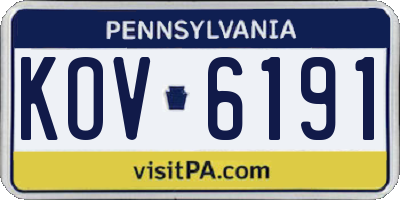 PA license plate KOV6191