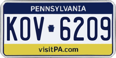 PA license plate KOV6209