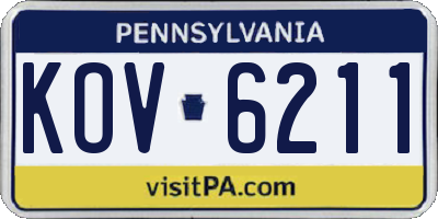 PA license plate KOV6211