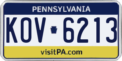 PA license plate KOV6213