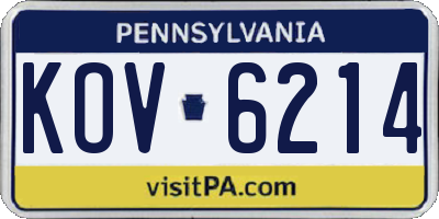 PA license plate KOV6214