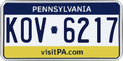 PA license plate KOV6217