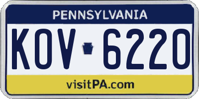 PA license plate KOV6220