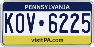 PA license plate KOV6225