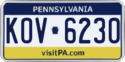 PA license plate KOV6230