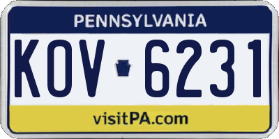 PA license plate KOV6231