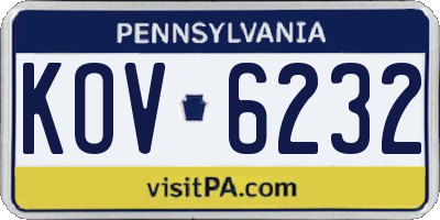 PA license plate KOV6232