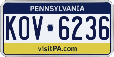 PA license plate KOV6236