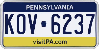PA license plate KOV6237