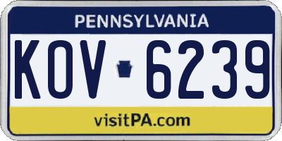 PA license plate KOV6239